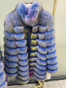 Offre Spéciale personnaliser multicolore mode recadrée moelleux manteau de fourrure avec fermeture éclair femmes réel fourrure de renard Bomber veste courte hiver - Product Image 6