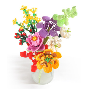 Creativo Kawaii taza de té de la leche bloque de construcción ramo de flores en maceta DIY Rosa ladrillos Decoración Juguetes Para Niños regalo de Navidad - Product Image 1