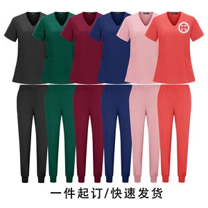 Hospital Scrub Suits Women V Neck Set Polyester Moisture Wicking Quick Dry Medical Uniforms - Product Image 1