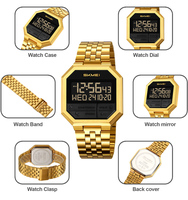Jam Tangan Sport SKMEI 2350 Dial Persegi Bahan Stainless Steel dengan Fitur Stopwatch & Alarm Tahan Air 30m Jam Tangan Bisnis Mewah untuk Pria