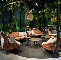 Canapé d'extérieur nordique table basse combinaison villa cour jardin loisirs mobilier design balcon en plein air chaise en rotin