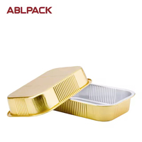 Premium ABLPACK 1050ml/35oz Einweg-Aluminiumfolienbehälter mit Deckel, Recycelbar, Umweltfreundlich, für Nudelrestaurants und Takeaway