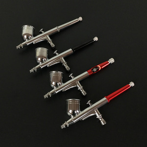 Aérographe pour travaux d'art et artisanat, buse de 0,3 mm, pistolet de pulvérisation portable en aluminium, modèle HMX-130, rouge, noir, argent, rose rouge - Product Image 1