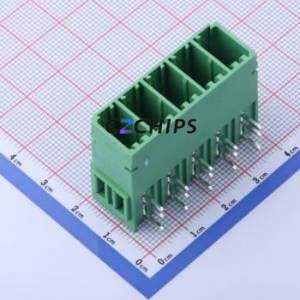 JL5EDGRHC-76205G01 Plug-in Terminal Block Bent Lead Through Hole,P=7.62mm Board-to-Board / Socket - Closed 1x5P 7.62mm Green - Product Image 1