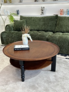 Wholesale Modern Retro Luxury Solid Wood Coffee <b>Table</b> Brown Simple Classic Design Living Room Furniture <b>Round</b> <b>Small</b> - Product Image 5