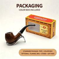 Pipe à tabac en résine à grain de bois de 146 mm en gros |   Tige Courbée Noire avec Support en Y YunAng