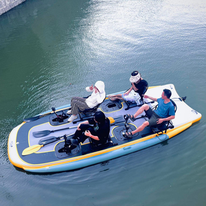 Kayak <span class=keywords><strong>Inflable</strong></span> de 4.57m con Sistema de Propulsión de Doble Hélice y Pedales, para Pesca, 4 Plazas, Familiar, Canoa de PVC - Product Image 1