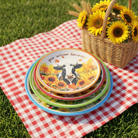Assiette décorative en céramique imprimée motif vache 3D, personnalisable avec support de présentation assorti