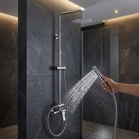 Ensemble de douche pluie en acier inoxydable 304 SUS316, mitigeur de bain et de douche brossé, robinet de douche pluie 2 fonctions avec barre coulissante réglable