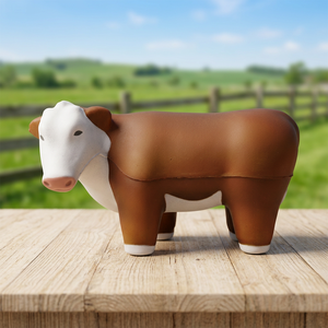 Balle anti-stress personnalisée en forme de vache en mousse PU, jouet à presser pour soulager l'anxiété, exercice pour les mains, cadeau promotionnel pour le bureau - Product Image 4