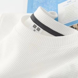 T-shirts thermiques en coton gaufré personnalisés pour hommes, tissu gaufré, tricot surdimensionné, t-shirts thermiques pour hommes - Product Image 6