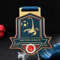 Vente en gros de médailles de sport en métal alliage de zinc émaillé médailles d'or 2d 3D Bridgeport Scorpions Soccer League médailles de football