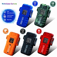 Briquet Plasma Double Arc à Allumage Tactile, Étanche, Coupe-Vent, Indicateur de Batterie, Rechargeable pour Camping en Plein Air, Pêche, Vente en Gros