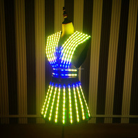 Offre Spéciale LED Robot échasses costume Laser gants pour Halloween noël Cosplay vêtements danse Graduation fêtes Club nouveautés
