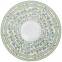 Assiette de table en porcelaine verte à motif floral vintage, élégante assiette de présentation en céramique à motif de fleurs de printemps pour mariage et décoration de table à domicile