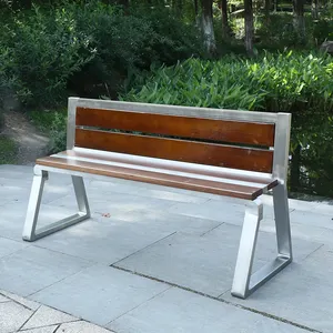 MARTES KL01 Modern Factory Direct Supply Park Garden Metal Bench Cast Stainless Steel Wooden Bench Outdoor Bench Chair