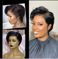 Perruque courte bob en cheveux humains vierges indiens Remy, avec dentelle transparente, pour femmes noires, vente en gros
