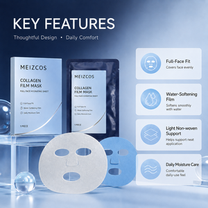 Masque en film de collagène MEIZCOS pour le <span class=keywords><strong>visage</strong></span> entier, masque en feuille nacré <span class=keywords><strong>blanc</strong></span> hydratant, soin hydratant au peptide d'hyaluronate de sodium, 1 pièce - Product Image 3