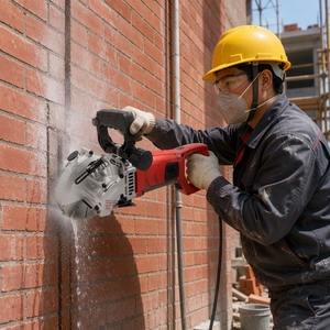 Machine à rainurer murale portative avec pompe à eau, sans poussière, largeur et profondeur réglables, pour béton et briques rouges, outil de coupe performant - Product Image 5