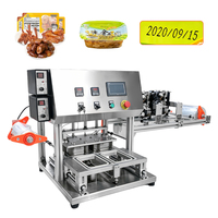 Machine de scellage semi-automatique à 2 plateaux pour barquettes de repas rapides (viande, bento) de qualité alimentaire avec codage de date pour cartons en papier