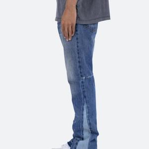 กางเกงยีนส์ทรงสลิมฟิตขาบานแต่งชายขาดสไตล์ลำลองสำหรับผู้ชายสั่งทำขายส่งแบบคัลเลอร์บล็อกสีตัดกัน - Product Image 3