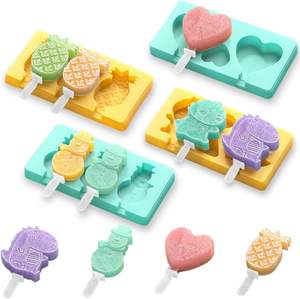 Moule à glace DIY en silicone de qualité alimentaire sans BPA, motif animaux de dessin animé, avec couvercle, <span class=keywords><strong>pour</strong></span> la fabrication de bâtonnets glacés et de crèmes glacées <span class=keywords><strong>pour</strong></span> enfants - Product Image 3