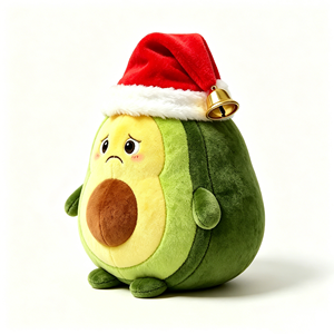 Customize Christmas Avocado Plush Toy with Santa <b>Hat</b>, Cute Sad Face Avocado Stuffed <b>Animal</b> - Product Image 5