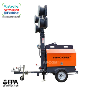 Tour d'éclairage mobile télescopique solaire 5,5 m avec LED 400W et générateur diesel Kubota 6 kW pour la maintenance routière et la construction - Product Image 1