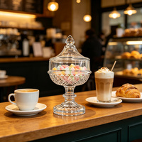 Glazen snoepvaas met heldere diamantmotief, voet en deksel, decoratieve voetstukvaas voor bruiloftbuffet, thuis of aan tafel