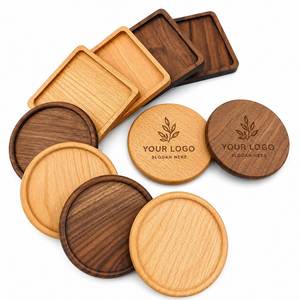 Posavasos de Madera Natural al por Mayor con Logotipo Grabado con Láser, Posavasos de Madera de Nogal y Bambú, Posavasos Personalizados con Logotipo para Regalo - Product Image 1
