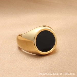 Men's <b>Titanium</b> Steel Round <b>Ring</b> Glossy Silver Bezel Setting Gift Jewelry - Product Image 4
