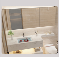 Meuble-lavabo mural de qualité supérieure, directement de l'usine, avec lavabo et poignée, meuble-lavabo moderne pour salle de bain avec robinet et miroir
