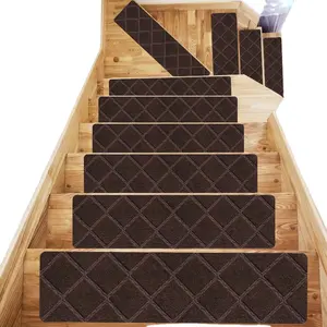 Stair Treads Carpet Non-Slip Indoor Wood Stair Treads Rugs 8" X 30" Diamond Pattern-K Anti Moving Modern Stair Runners