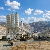 Centrale à béton pour travaux d'ingénierie civile 100m³/h avec contrôle PLC, silos de stockage de ciment et d'additifs électriques 200KW