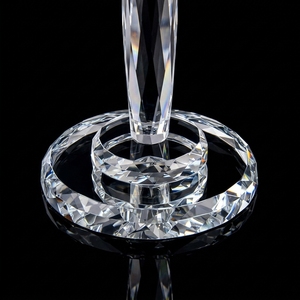 Candélabre haut de gamme contemporain en cristal transparent argenté, fait main, imprimé UV, pour décoration de réception de <span class=keywords><strong>mariage</strong></span>, centre de table, porte-bougie - Product Image 2