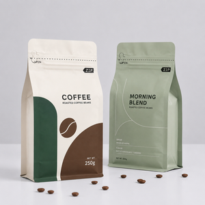 Sachet personnalisé imprimé refermable à fermeture éclair avec valve unidirectionnelle et fond plat, emballage plastique pour aliments, aliments pour bébés, bonbons, café, lactosérum - Product Image 3