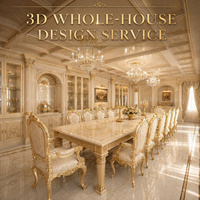 Personnalisation complète de la maison, rendu 3D d'intérieur, styles palacieux pour les projets de meubles de villa