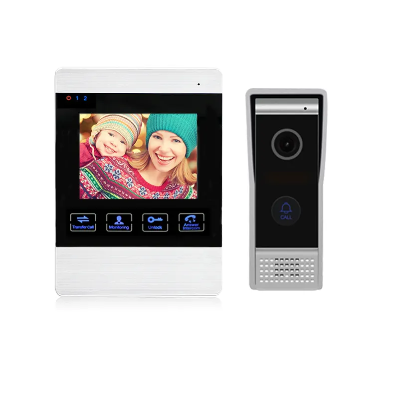 Thời trang 4.3 "TFT-LCD OSD menu 4 dây video Cửa Điện thoại Acrylic Wifi Duplex 1080P Vòng video chuông cửa-1080p HD video 18 tháng