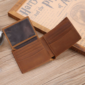 Mode Ontwerp Aanpassen Logo Echt Lederen Kaarthouder Portemonnee Rfid Blokkering Portemonnee Mannen Zwart Gek Paard Lederen Portemonnee - Product Image 3