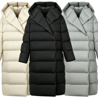 Veste longue en duvet légère de luxe pour femmes, doublure en laine chaude et épaisse, veste décontractée tendance, vente en gros