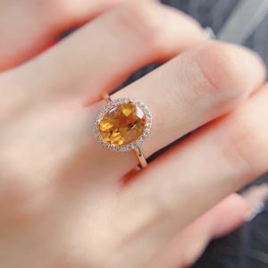 Cincin Pernikahan Batu Permata Citrine Alami Perak Sterling 925 Berlapis Emas 18k, MOQ Rendah, untuk Wanita - Product Image 4