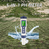 Testeur de pH numérique portable 5-en-1 de type stylo, précision 0,01 pH, batterie au lithium, testeur de qualité de l'eau personnalisable OEM pour aquariums