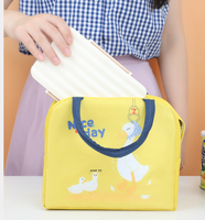 Sac à déjeuner isotherme à motif animalier de dessin animé avec fermeture éclair pour la conservation de la chaleur, idéal pour les élèves du primaire et les employés de bureau