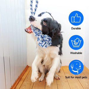 Dog Tug Of War <b>Rope</b> Toy With Elastic Handle For Indoor Outdoor Play <b>Exercise</b> Chew Toy For Dogs - Product Image 4