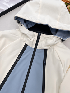 Hooded Water Resistant Windbreaker Jacket, Colorblock Zip up Outdoor Coat with Adjustable Fit for Casual and Active Wear - Product Image 4