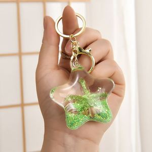 Acrylic Sea Star & <b>Shell</b> Oil Flow Sand Bottle Keychain Creative Pendant Bag Charm - Product Image 4