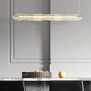 Habitación luces decorativas rectángulo nórdico moderno oro lujo hierro vidrio colgante luz mesa de comedor - Product Image 2