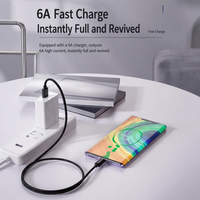 Câble de charge USB A vers Type C 6A 100W super rapide, cordon de chargeur tressé en nylon pour téléphone portable Type C