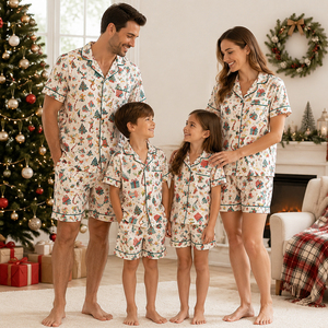 Ventes en gros de pyjamas de Noël pour la famille, ensembles assortis, vêtements de nuit, tenues en coton imprimé, pyjamas de Noël pour enfants - Product Image 1