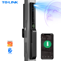 Serrure de porte intelligente automatique avec lecteur d'empreintes digitales, scanner facial 3D, Wifi Tuya, pour porte coulissante en verre aluminium